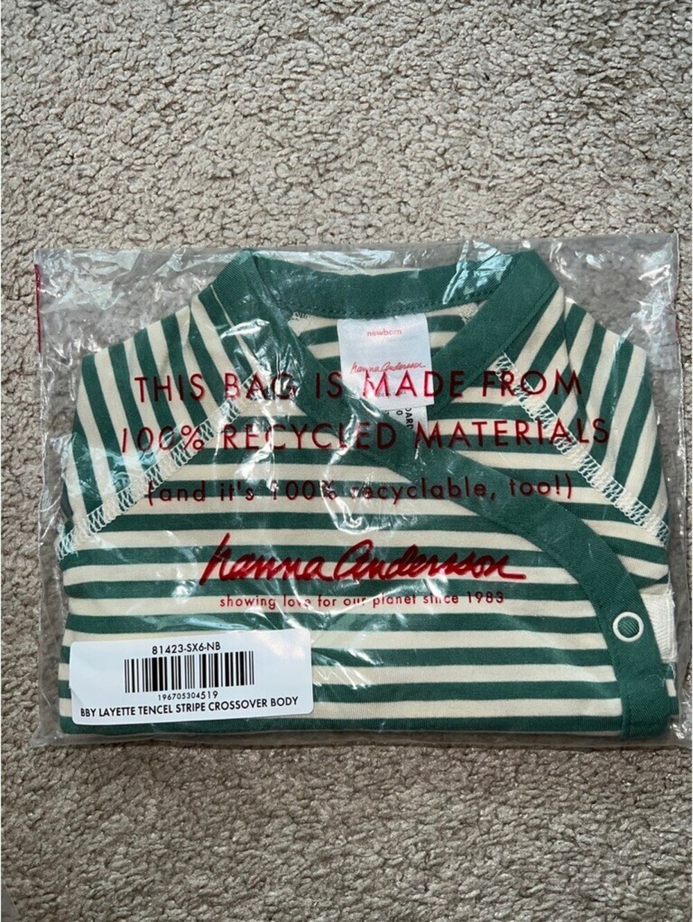 NIP Hanna Andersson Baby Layette bodysuit in Hannasoft newborn